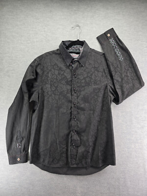 Cant Buy Me Love Long Sleeve Shirt Black Floral Flip Cuffs VTG 1992 Sz M