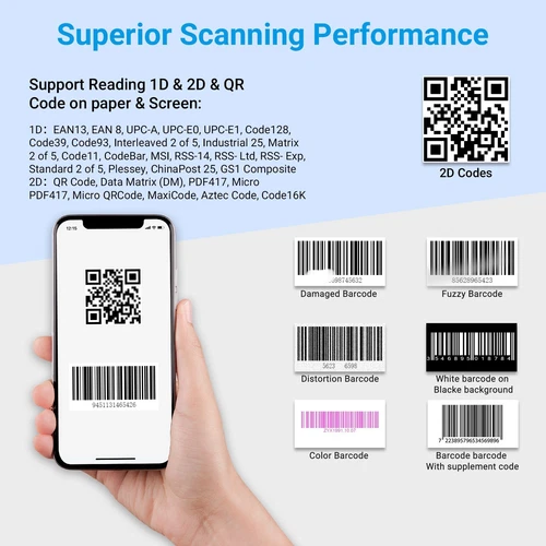 Handhold Wireless Code Scanner Bluetooth USB QR Code Reader for Store Warehouse - Picture 6 of 6