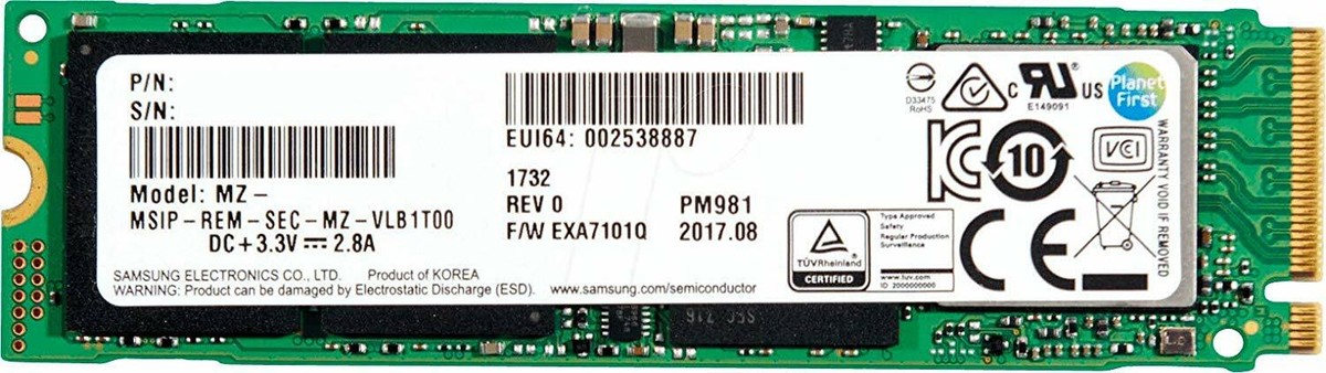 Samsung SSD 256GB PM981 M.2 PCI-E Gen3x4 MZVLB256HAHQ Solid Samsung SSD 256GB PM981 M.2 PCI-E Gen3x4 MZVLB256HAHQ Solid