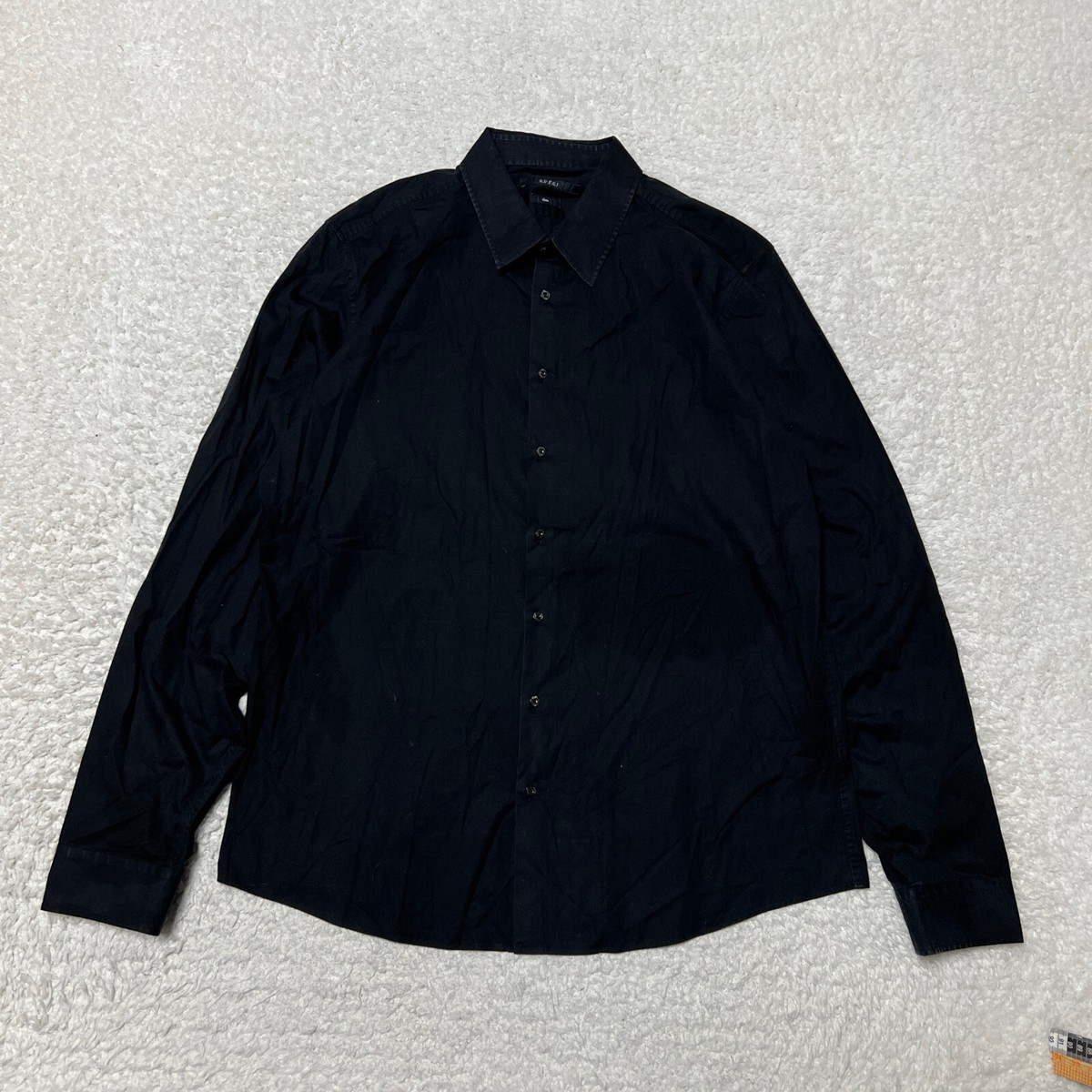 GUCCI Shirt Mens 17.5 Black Slim Fit Long Sleeve Cotton Stretch