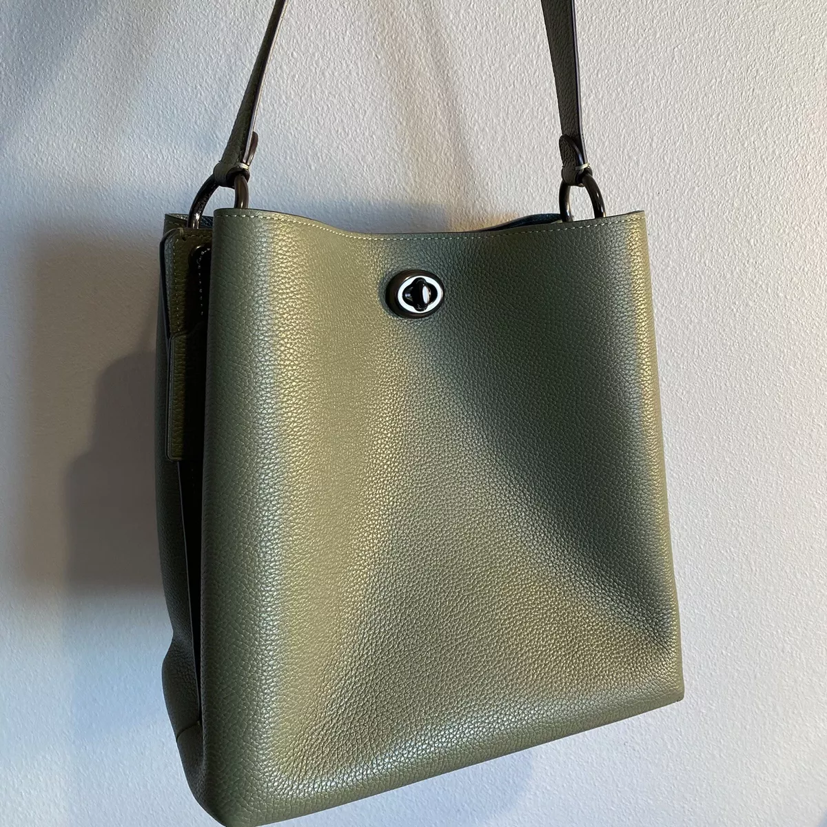 Coach Charlie Bucket Tote Bag Color Fern Pebble Leather w Gunmetal Hardware
