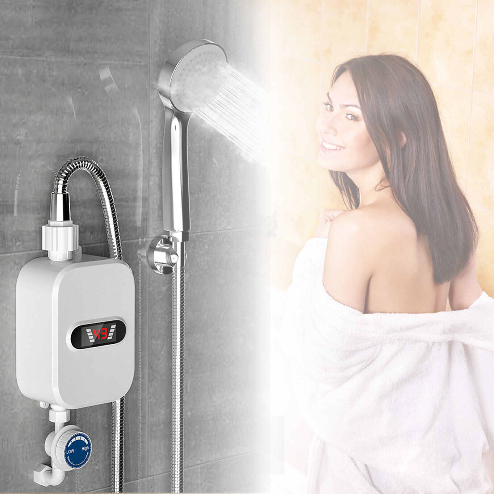 3500W Mini Tankless Instant Electric Hot Water Heater Bath Shower
