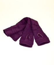 Cable Knit Women's Arm Finger Warmers With Thumb Holes Purple New 15 Inch