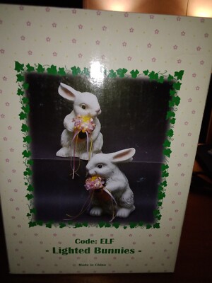その他 Bunny Lighted heavy resin bunnies battery operated code:elf new in