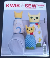 Kwik Sew Pattern K4264 ~ (2) Sizes of Cat Pillows w/Tech Pocket