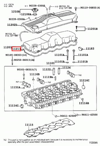 Genuine LandCruiser HDJ100 1HD FTE 4.2 Diesel Rocker Cylinder Head Cover Gasket - Picture 4 of 8