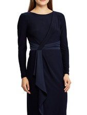 Ralph Lauren Women's Navy Neck Knee Length Body Evening Dress, 2 P