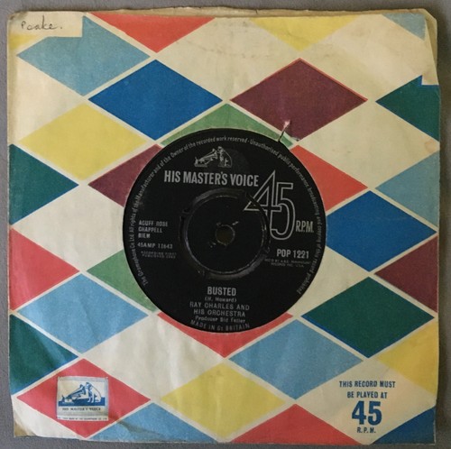 Ray Charles And His Orchestra- Busted 1963 7" 45RPM His Master's Voice VG R&B - Picture 3 of 4