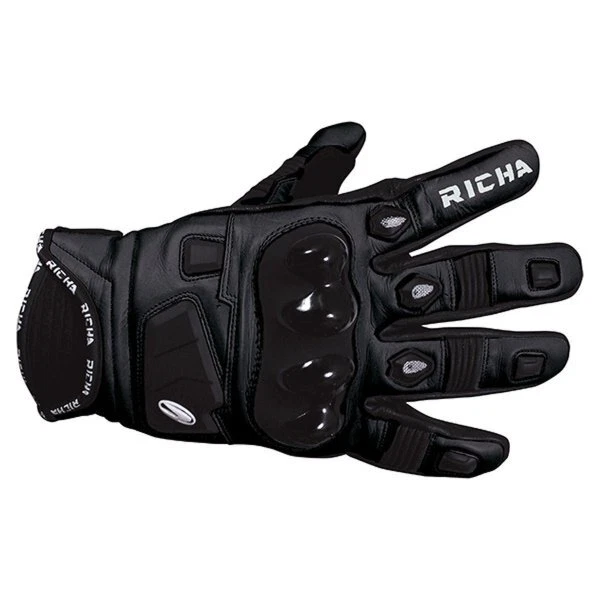 Richa Rock Mens Motorcycle Gloves Black Short Cuff Armoured