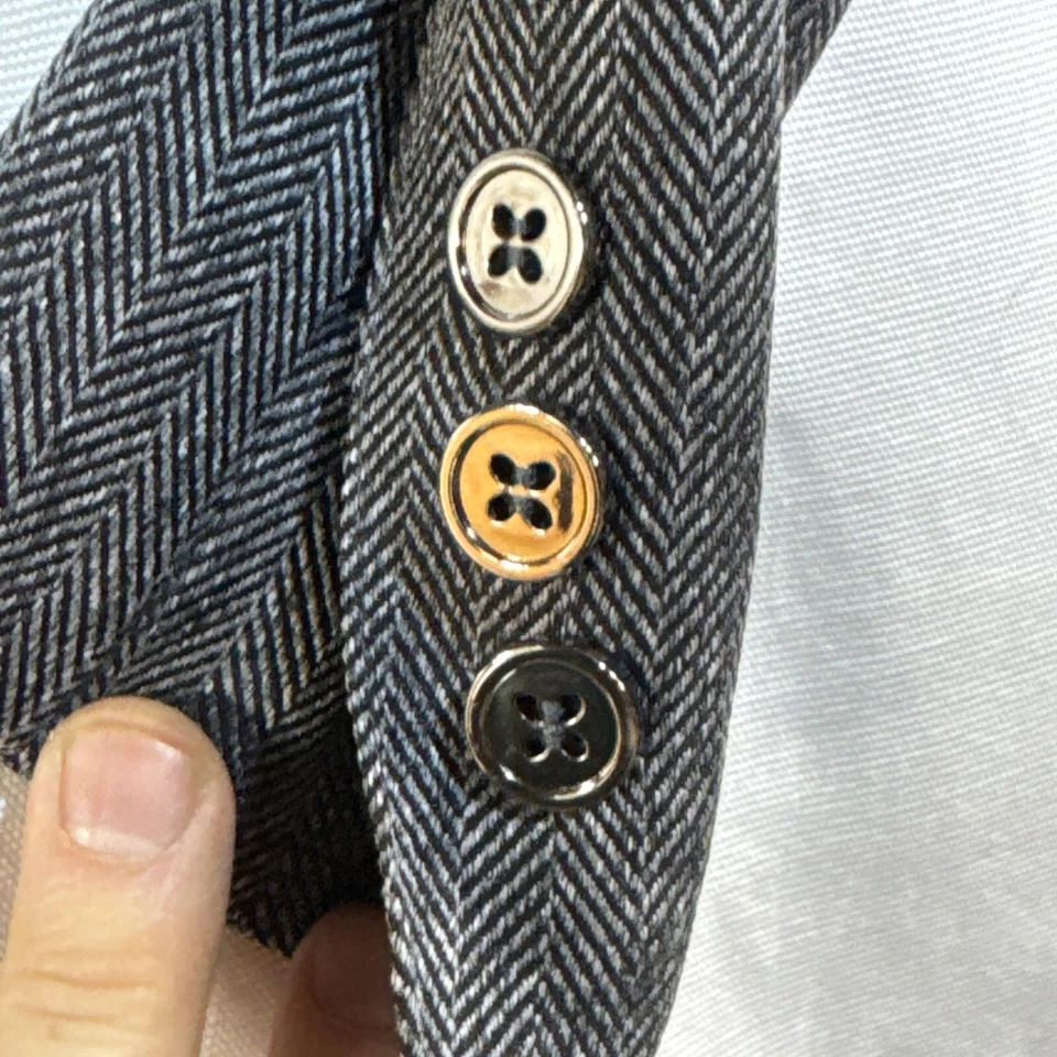 Blazer para mujer Atelier talla 6 fino a cuadros gris espiga estilo vintage Foto 4 de 4