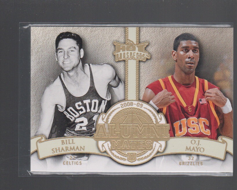 BILL SHARMAN / O.J. MAYO 2008-09 HOT PROSPECTS ALUMNI MATES ROOKIE CARD #AM-19