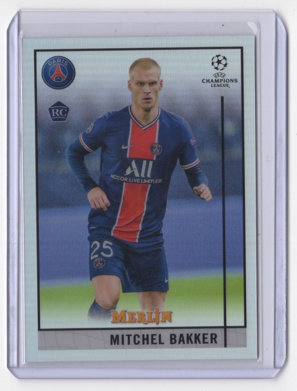 2020 Topps Merlin Chrome UEFA Champions Refractor Mitchel Bakker Rookie Paris
