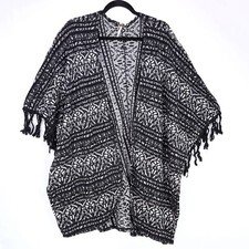 Free People Duster Womens Large Fringe Boho Kimono Jacket Open Front Oversized