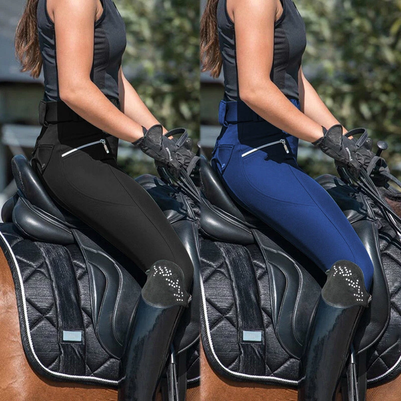 Ladies Horse Riding Leggings Tights Grip Phone Pocket Tight Equestrian  Pants