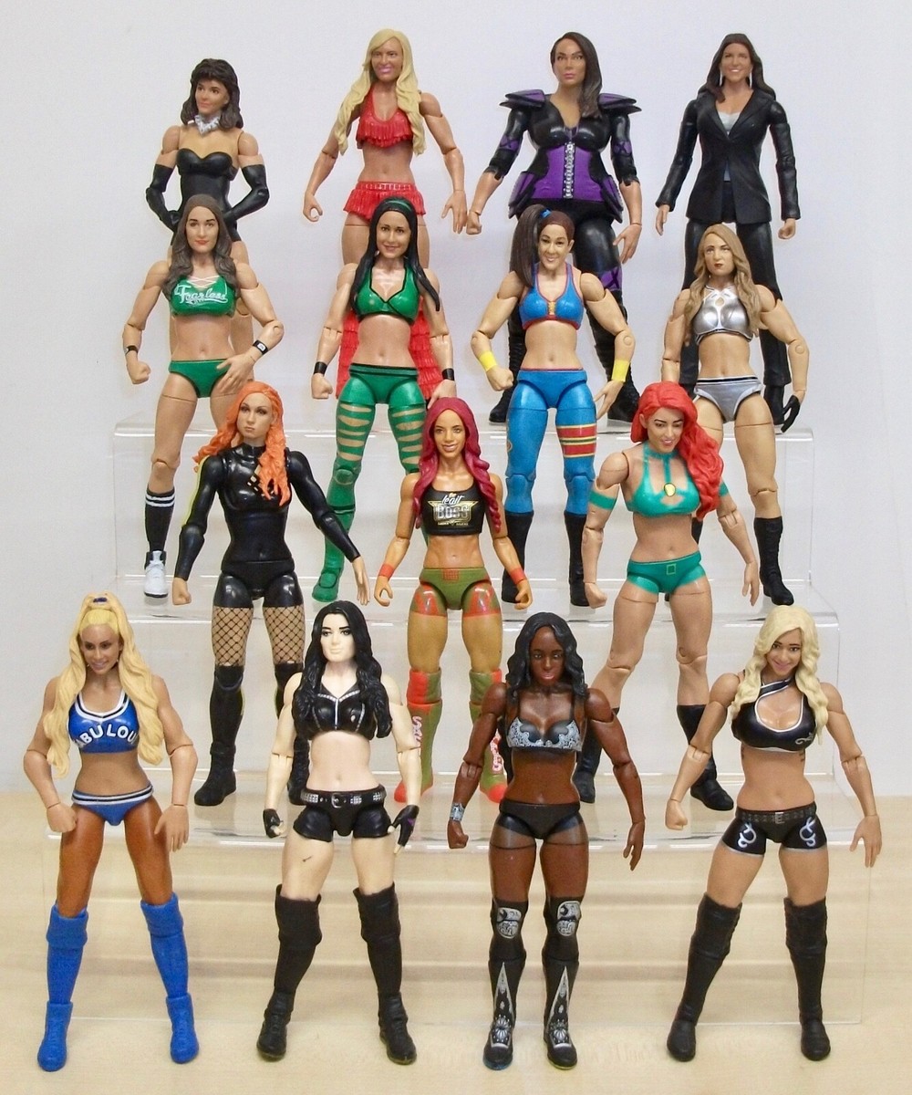 Set of WWE Women wrestling figures Becky Lynch, Liv Morgan, Emma  Paige