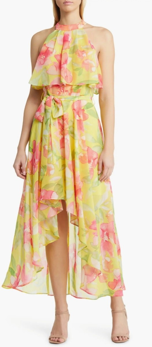 Eliza J Floral Halter Neck High-Low Dress NWT size 6 Yellow and Pink | eBay Eliza J Floral Halter Neck High-Low Dress NWT size 6 Yellow and Pink | eBay