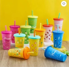 Zak Designs 25-oz. Color-Changing Tumbler 12-Pack Set Reusable Plastic happy vib