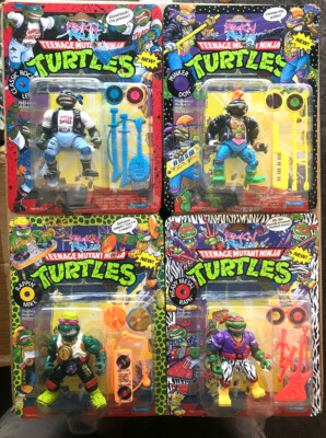 Playmates TMNT Rappin' Mike, Rocker Leo, Punker Don, Heavy Metal Raph Set SEALED
