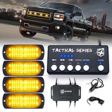 Xprite 24 Led Amber Grill Side Marker Emergency Strobe Light Bar Kit Tow Truck