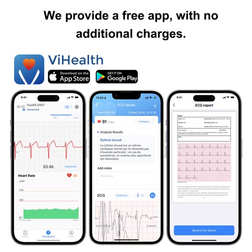 Mobile EKG Heart Monitor Chest Strap & Handheld Measure free AI-ECG Analysis - Picture 8 of 13