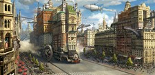 Landscape sy37 art fantasy steampunk cityscape city Custom Gaming Mat Desk