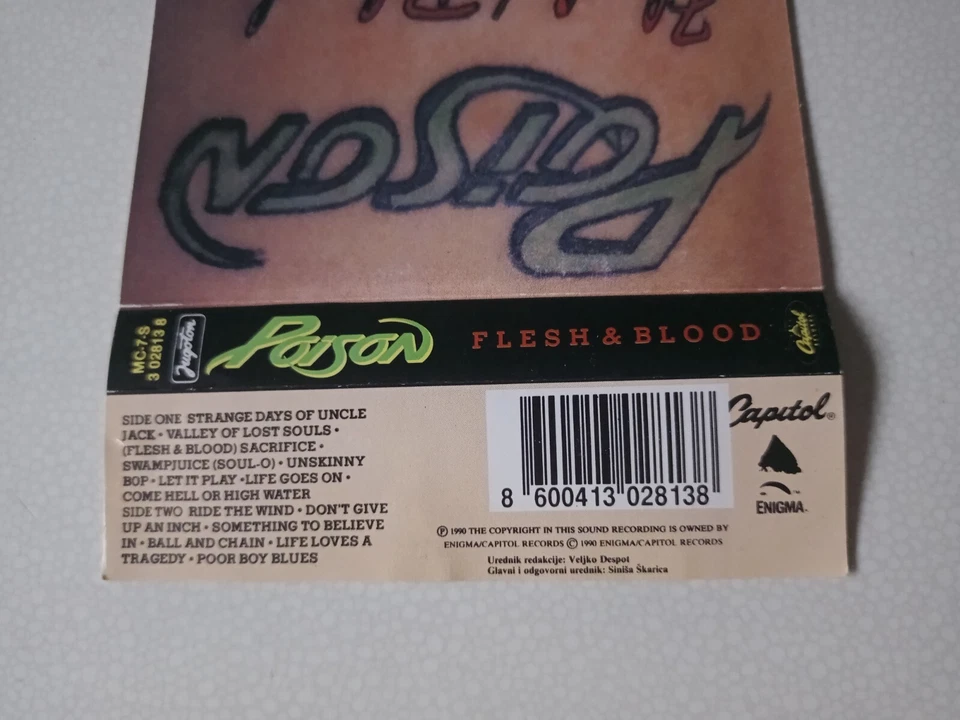 Poison – Flesh & Blood, cassette album, Jugoton 1991., Yugoslavia - Image 3 of 4