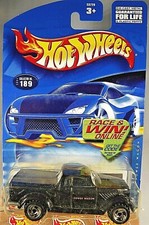 2001 Hot Wheels Mainline/Collector #189 DODGE POWER WAGON Black w/RZR Sp Wheels