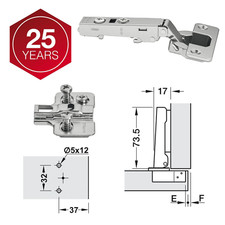 50 x Slow Close Hafele Concealed Hinges 110° Pre-Mounted with Euro Screw Plate