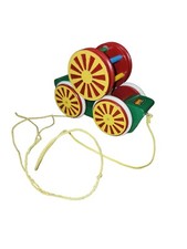 BRIO Vintage Pull toy with Wheel and jingle bell 1970's made in Sweden