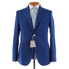 Sartorio Kiton NWT Wool Blend Sport Coat Size 48R 38R US In Blue Herringbone