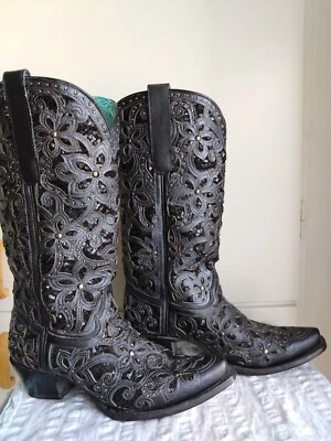 CORRAL A3752 BLACK STUDS AND GLITTER SEQUINS COWBOY BOOTS EU40,US9,UK7 - Bild 1 von 4