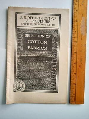 FARMER BOOKLET #12:  1926 SELECTION OF COTTON FABRIC CLOTH SEWING WEAVING
