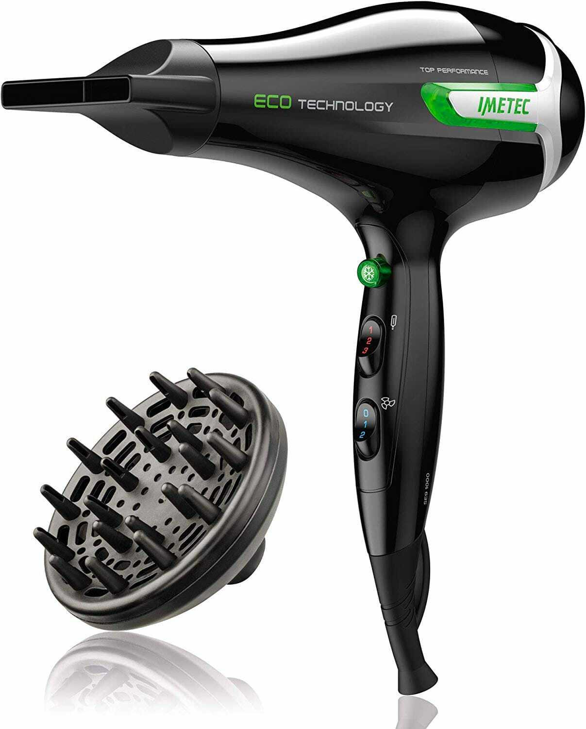 Phon Asciugacapelli Potenza 1400 Watt Cool Shoot ECO Nero ECO Imetec SE9 1000