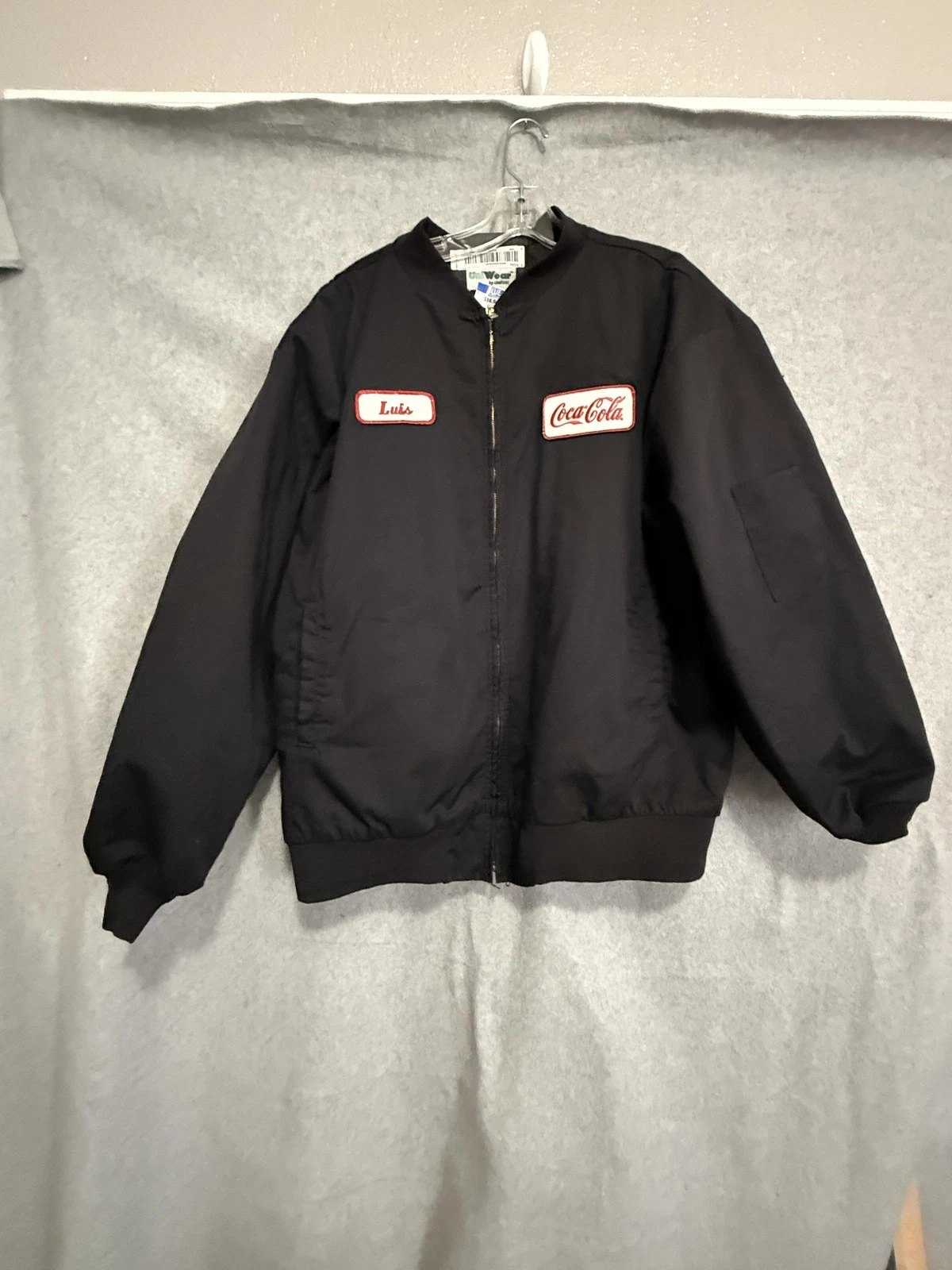 UniWear Jacket Mens Medium Black Bomber Coca-Cola Luis Workwear Embroidered Zip