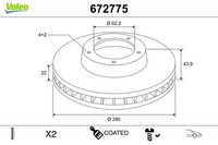 2X Valeo Bremsscheibe Coated 672775 FüR Hyundai I20 2 GB IB 3 BC3 BI3 Bayon AX1