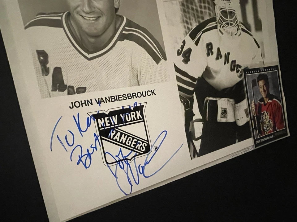 Foto 8x10 firmada por John Vanbiesbrouck #34 Salón de la Fama de la NHL / KSK Foto 4 de 4