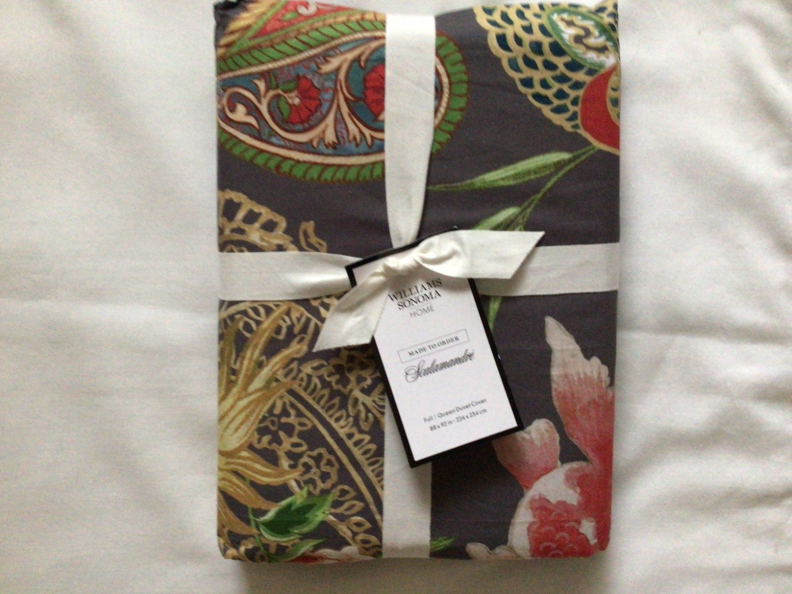 WILLIAMS SOMOMA SCALAMANDRE NEW MOON  DUVET GRAY  FULL/QUEEN NEW