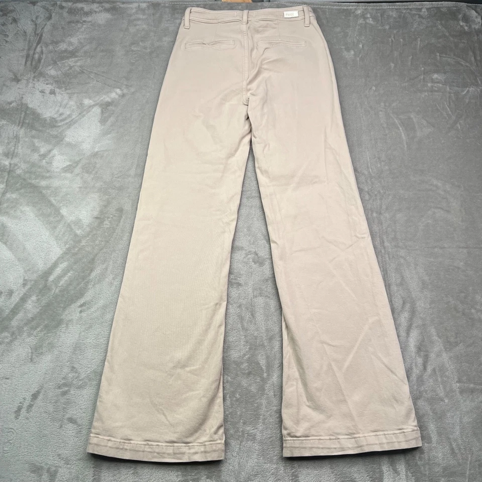 Jeans feminino Paige Leenah 25 bege cintura alta perna larga bolsos jeans stretch - Imagem 2 de 4