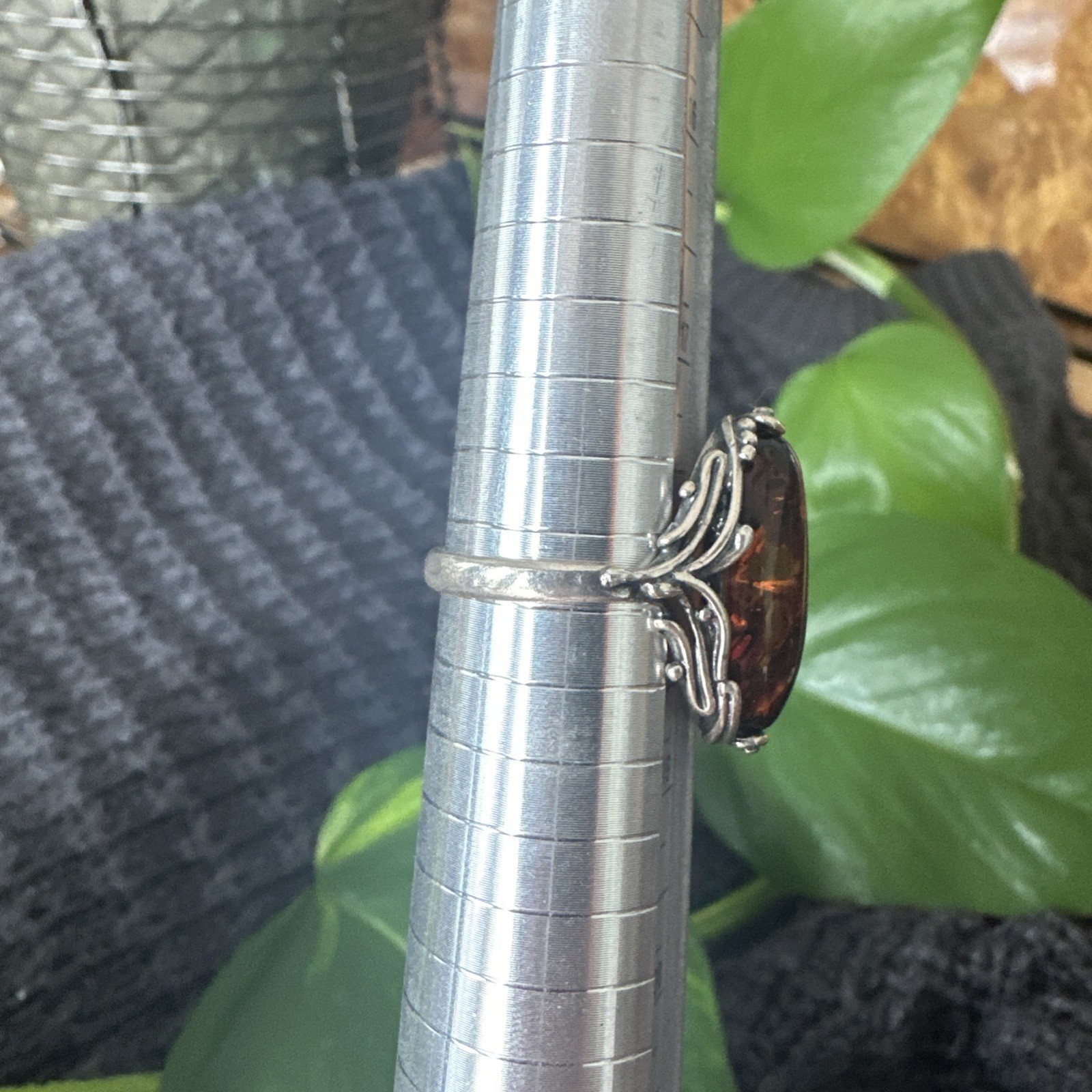 Amber Sterling Silver Ring - image 2