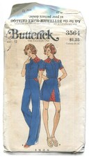 BUTTERICK 3564 MISSES' Top, Skirt  Pants SZ 12 UNCUT 1970's