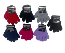 Wholesale Lot 12 Pairs Toddler Boys Girls Knit Magic Gloves Solid Asst Color