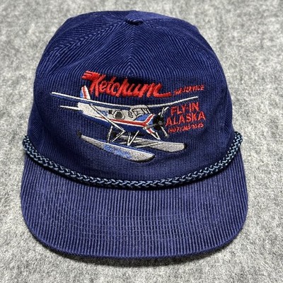 Vintage Ketchum Air Service Fly-In Alaska Hat Cap Blue Corduroy Snapback