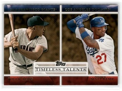 2012 Topps Timeless Talents SP #TT-4 Willie Mays / Matt Kemp Giants Dodgers HOF