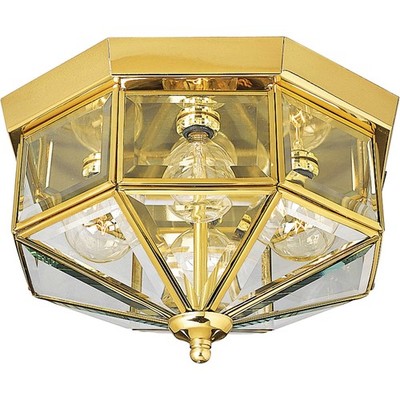 Progress Lighting P5789 4 Light Flush Mount Outdoor Ceiling - Brass