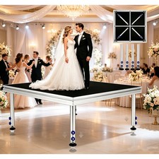 Portable 4x4FT Stage Riser 24"-41" Adjustable Height Foldable Legs for Church DJ