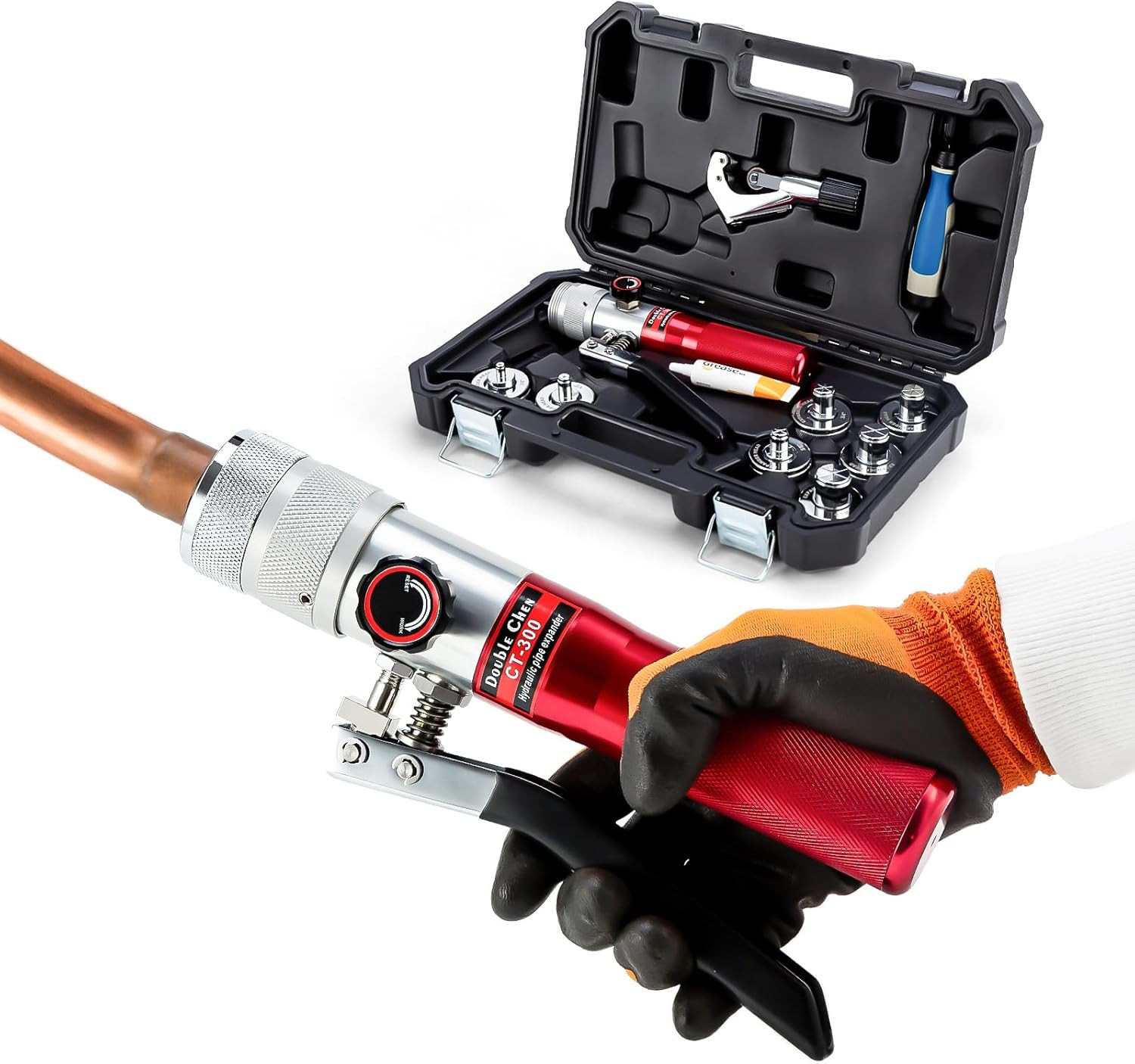 HVAC Swaging Tools Kit Hydraulic Copper Pipe Tube Expander Tool 3/8, 1/2, 5/8,