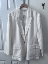 LOFT New W/Tag White Lyocell/Linen Blend Blazer Jacket Women's Size XL