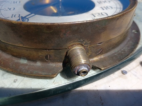 Antique AMERICAN BOURDON Brass Steam GAUGE 7" Dial 8" Base Very Rare! Beautiful! - Picture 6 of 6
