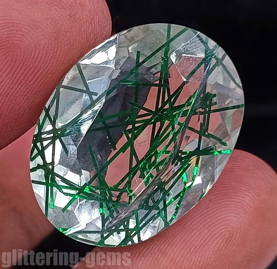 44 Ct Green Rutilated Quartz Oval Cut 25x13m IGL Certified Natural Gemstone 5ADX - Image 3 of 4