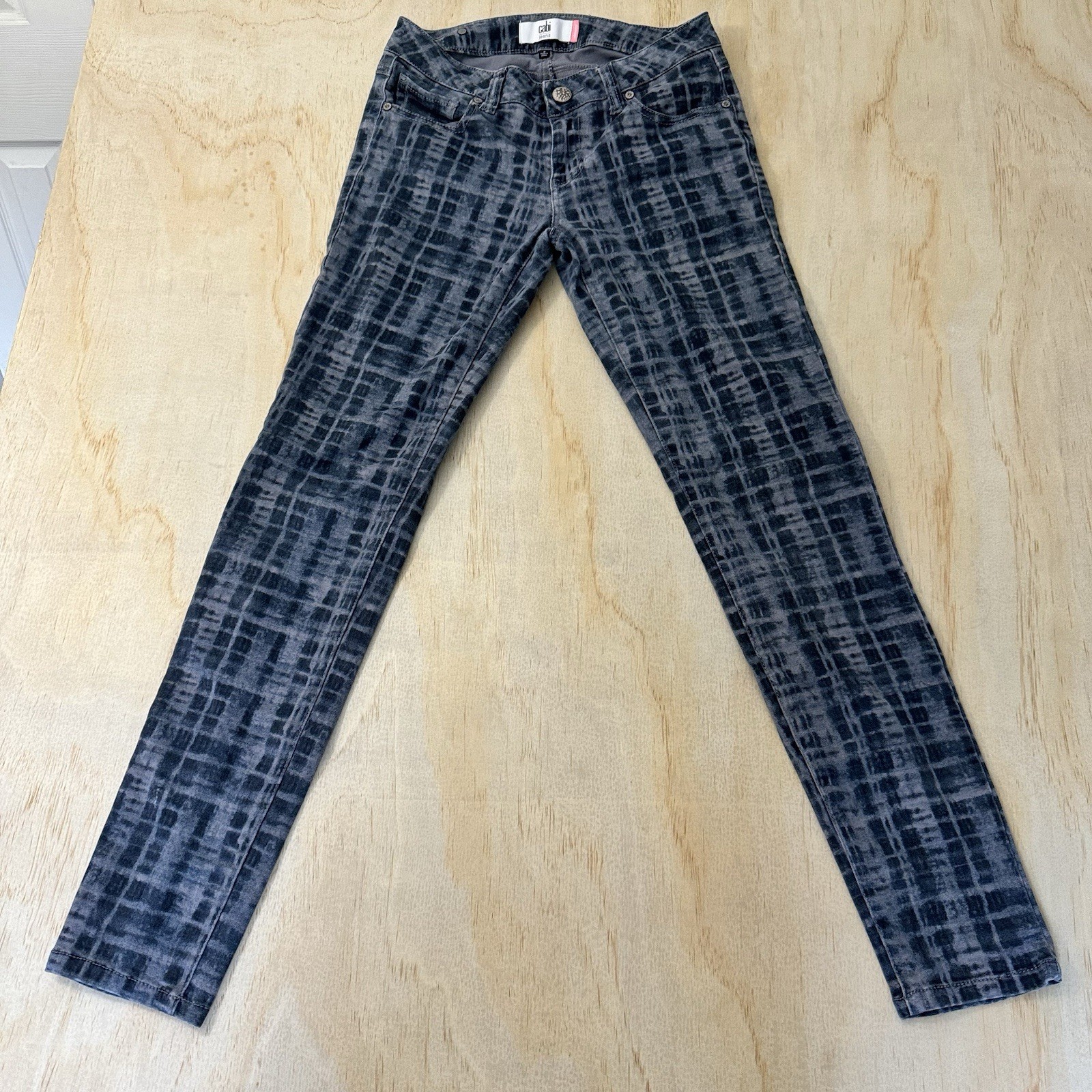 Cabi Jeans Women Size 2 Grid Prnt Skinny  Stretch Style 3047 Dark Academia